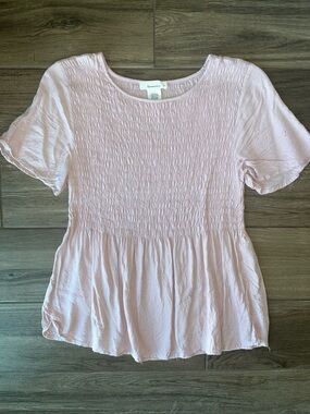 URBAN Romantics Light Blush Smocked Peplum Top